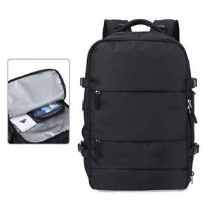 USB Design Custom High Quality Big Capacity Business 15.6 Inch <b>Black</b> Nylon Computer <b>Backpack</b> - Product Image 4