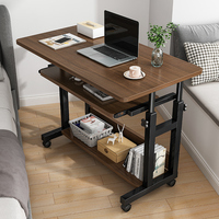 Table de chevet mobile avec bureau d'ordinateur relevable et roulettes, plateau réglable en MDF, idéale pour les étudiants en dortoir