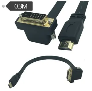 أفضل كابل HDMI جديد عالي السرعة للذكور والأنثى إلى DVI 24 + 1 ذكر بزاوية 90 درجة