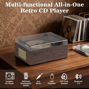 Tocadiscos de Madera para V5.0 con Altavoz Integrado de 10W, Control de Botones, Adaptador de CA para Uso en Interiores, Reproductor de CD - Product Image 4