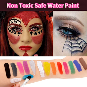 Hadyah Factory – 15 couleurs de peinture de visage Non toxique, maquillage du corps, eau sûre, peinture à l'huile avec pinceau, outils de fête d'halloween et de noël - Product Image 5