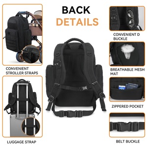 <span class=keywords><strong>Sac</strong></span> à <span class=keywords><strong>dos</strong></span> à langer tactique inspiré de l'armée en nylon Cordura 1000D imperméable <span class=keywords><strong>avec</strong></span> sangles Molle, capacité 34L, fermeture éclair et matelas à langer - Product Image 4