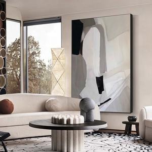 <span class=keywords><strong>Pittura</strong></span> murale astratta di tela bianca nera fatta a mano <span class=keywords><strong>pittura</strong></span> a olio <span class=keywords><strong>geometrica</strong></span> moderna minimalista decorazione di arte della parete - Product Image 6