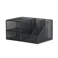 Organisateur de bureau en maille métallique, support de rangement multifonctionnel à compartiments, porte-stylo de grande capacité, organisateur de documents