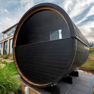 Sauna extérieur moderne noir HELIUS, installation personnalisée, sauna à vapeur pour 4 personnes, chauffage Gecko Control - Product Image 3