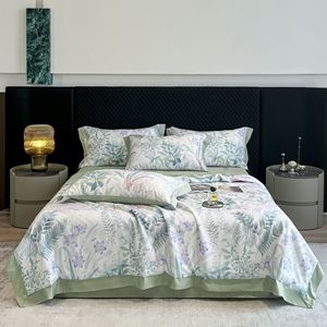 Olay Tencel Summer <b>Quilt</b> Set 4 Pieces Lightweight Air Conditioning Blanket Reactive Printed Lyocell Fiber <b>Bedding</b> - Product Image 4