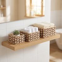 Lot de 3 paniers de rangement carrés gigognes en corde de papier tressée à la main, motif chevron bicolore, pour la décoration intérieure, OEM ODM