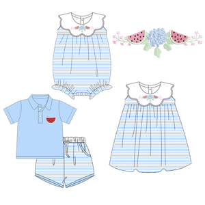 Preventa al por mayor: Ropa de boutique para bebés (niñas y niños) con estampado de sandía, estilo familiar, de moda, linda y orgánica. Pedido mínimo 5 unidades. - Product Image 1