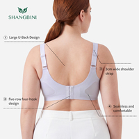 Sujetador Deportivo Sin Costuras SHANGBINI Lavender, Talla Grande, Copas Moldeadas Sin Varillas, Banda Ondulada, Bralette Wellness