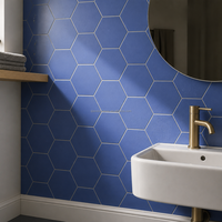 Carreaux hexagonaux en porcelaine bleue pour mur, balcon, mosaïque céramique Art Nouveau 200x230mm 260x300mm style scandinave