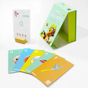 공장 인쇄 자신의 플래시 카드 데크 학교 아이 교육용 메모리 카드를위한 맞춤형 재사용 가능한 학습 알파벳 카드