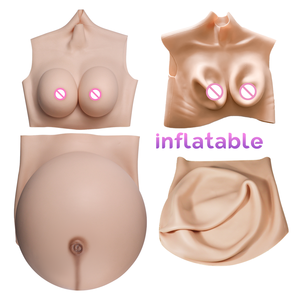 Ensemble gonflable de forme de poitrine en silicone 8-10 mois ventre de femme enceinte et faux G Cup Gals Cosplay vêtements jumeaux grand faux G ventre de femme enceinte - Product Image 1