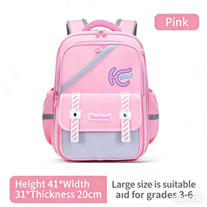 Zaino per bambini per le classi 3-6, borsa scolastica impermeabile viola scuro, zaino ergonomico per la scuola elementare con elementi riflettenti - Product Image 4