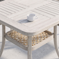Ensemble de salle à manger d'extérieur pour 4 personnes, table en aluminium 5 pièces et chaises en rotin tressé, mobilier de jardin imperméable, résistant au soleil et à la rouille