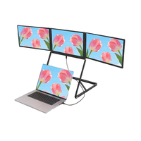 Moniteur portable triple écran de 15,6 pouces, support ergonomique réglable, résolution FHD, vente chaude pour les petites réunions