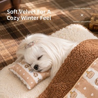 Couverture-lit en peluche pour animaux de compagnie, pour chiens et chats de petite et moyenne taille, coussin amovible, literie confortable pour l'hiver