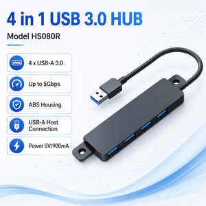 Hub USB 3.0 <span class=keywords><strong>4</strong></span> ports en gros, puce GL3510, 5 Gbit/s, haute vitesse, adaptateur d'extension de données multi-USB mince pour ordinateur portable et PC - Product Image 1