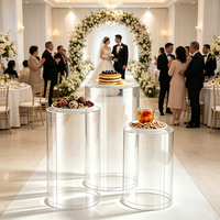 Ensemble de 3 supports de présentation en acrylique transparent, cylindres transparents, socles pour gâteau de mariage, vase à fleurs, décoration de fête