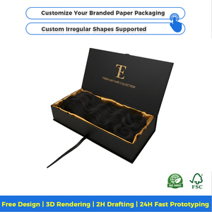 Caja de embalaje para extensiones de cabello sin calor, empaques personalizados de lujo para paquetes de cabello y pelucas, sets de regalo para venta <span class=keywords><strong>al</strong></span> por menor - Product Image 2