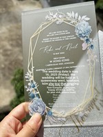 Carte de vœux en PVC transparent de luxe, prix d'usine en gros, impression personnalisée à feuille d'or, invitation de mariage