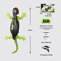 Gecko télécommandé 2,4 G rechargeable à rotation 360° avec yeux LED, en caoutchouc et plastique, pour l'intérieur et l'extérieur – Nouveauté très populaire
