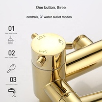 Ensemble or de douche à effet pluie de style européen 4 fonctions Système de douche Robinet de douche mural pour salle de bain