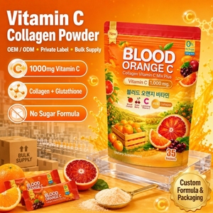 Poudre de Collagène Sanguin Prête à l'Emploi avec Vitamine C en Poudre Saveur Orange – Complément pour la Peau – Marque Privée OEM - Product Image 1