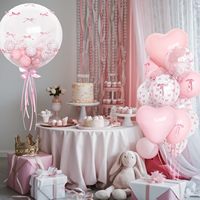 Décoration de fête avec ballons en forme de nœud rose, 20 pouces, ballons transparents Bobo, gris clair, rose, blanc, en latex, en forme de cœur, pour la première fête d'anniversaire d'une petite fille princesse