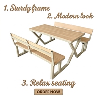 Table intégrée moderne 4 places, imperméable, résistante au soleil, robuste et durable, adaptée à la restauration commerciale et aux usages domestiques