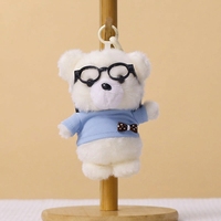 En gros, Mini ours en peluche de 14 cm, porte-clés pendentif, animal en peluche OEM avec lunettes et T-shirt, pour boutique de cadeaux et machine à griffes