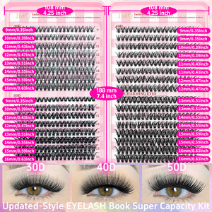 Coffret de 32 rangées de faux cils en bouquets individuels, 30D 40D 50D mixtes, 9-16mm, style croisé, fibres synthétiques, courbure D - Product Image 3