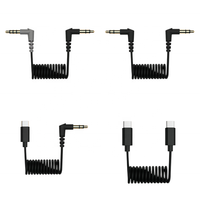 Câble d'enregistrement spiralé pour microphone sans fil 3,5 mm vers Type-C / Type-C vers Type-C / 3,5 mm TRS vers TRS / 3,5 mm TRRS vers TRS