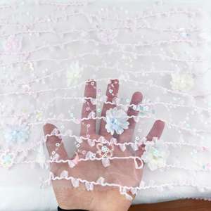 Высококачественная кружевная ткань с блестками из тюля для свадебных платьев, заводская цена для одежды - Product Image 3