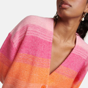 2023 Custom Mohair and Wool <strong>Cardigan</strong> in Dongguan <strong>Orange</strong> Gradient Sweater for <strong>Women</strong> Soft Fall Knitwear - Product Image 2