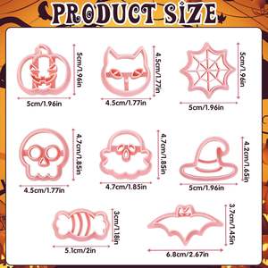 8 pezzi frese per biscotti in argilla polimerica di Halloween timbro con modanatura One-touch Halloween 3D fantasma di zucca Cookie Cutter timbro Halloween - Product Image 2