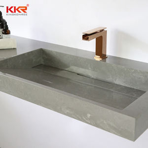 อ่างล้างหน้าหินเทียมหรูหราแบบเดี่ยว อ่างล้างมือแบบตั้งบนเคาน์เตอร์หินอ่อน - Product Image 3