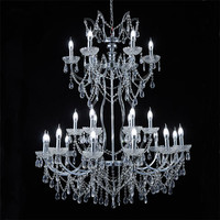 Lustre suspendu LED en fer argenté électroplaqué de style européen de luxe pour la décoration de lieux de mariage, d'hôtels, de banquets et de restaurants