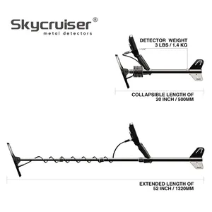 เครื่องตรวจจับโลหะ S9 แบตเตอรี่ลิเธียม IP68 กันน้ำ 7.7KHz SkyCruiser ระบุตำแหน่งเป้าหมายแม่นยำ ตรวจจับทองคำในพื้นที่ระยะไกล S9 - Product Image 3