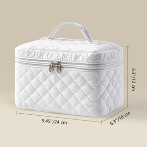 Travel Makeup <b>Bag</b> Large Quilted Cosmetic Pouch for Women Purse With Handle Zipper Cosmetic Brush <b>Bags</b> - Product Image 2