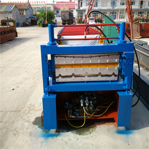 Machine de formage à rouleaux pour <span class=keywords><strong>toiture</strong></span> de maison à double couche en acier coloré, vente d'usine HUATONG, contrôle PLC, moteur hydraulique automatique - Product Image 4