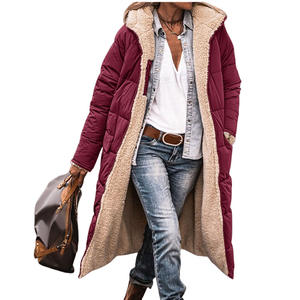 Solid Color <b>Hooded</b> Polyester Nylon Reversible Slim Fit Vintage Winter Standard Thickness Eight Winter Women's Coat Jacket - Product Image 2