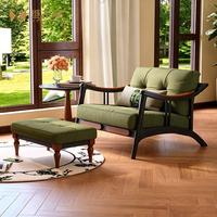 Fauteuil de salon rétro français, fauteuil inclinable antique en bois de frêne, pour balcon, en velours côtelé, garni d'éponge haute densité, mobilier de maison