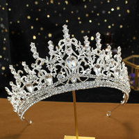 Qushine Grande Couronne de Reine en Cristal, Diadème de Mariée, Accessoires Capillaires pour Mariages et Concours de Beauté