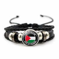 Bracelet tressé en cuir avec drapeau de la Palestine tissé à la main Bracelet de la Palestine gratuit vente à chaud avec logo personnalisé