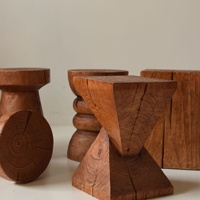 Tabouret Wabi-sabi en bois massif, tabouret à chaussures sculpté à la main, table basse en bois naturel, table d'appoint pour la décoration zen du salon