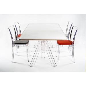 OMETTO OMRET100B 200x100 tavolo da pranzo rettangolare bianco con Design in policarbonato trasparente - Product Image 6