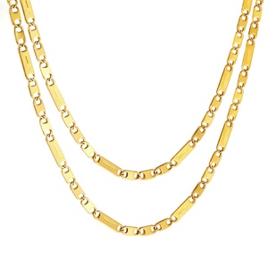 Cadena Cubana Gruesa de Acero Inoxidable Chapada en Oro de 18K, 3.5MM*40CM+5CM, Joyería Plana Estilo Miami, Cadenas Cruzadas - Product Image 2