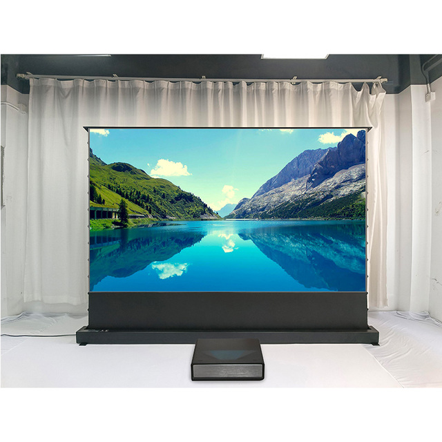 110''  Electric ALR Projector Screen 4k UST High Gain Projector Screen Motorized Floor Rising Projector Screen