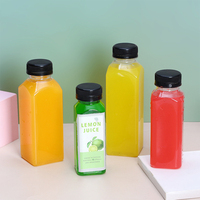 Bouteilles d'eau jetables personnalisées sans BPA, transparentes, avec bouchons noirs et blancs, bouteilles carrées pour jus, boissons et smoothies