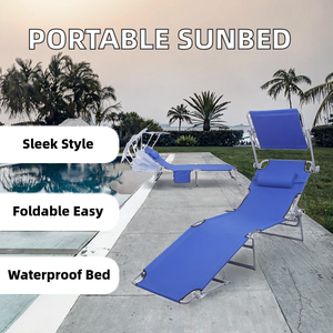Lit de repos pliant moderne en fer pour extérieur, imperméable, avec auvent, idéal pour le bord de piscine - Product Image 2